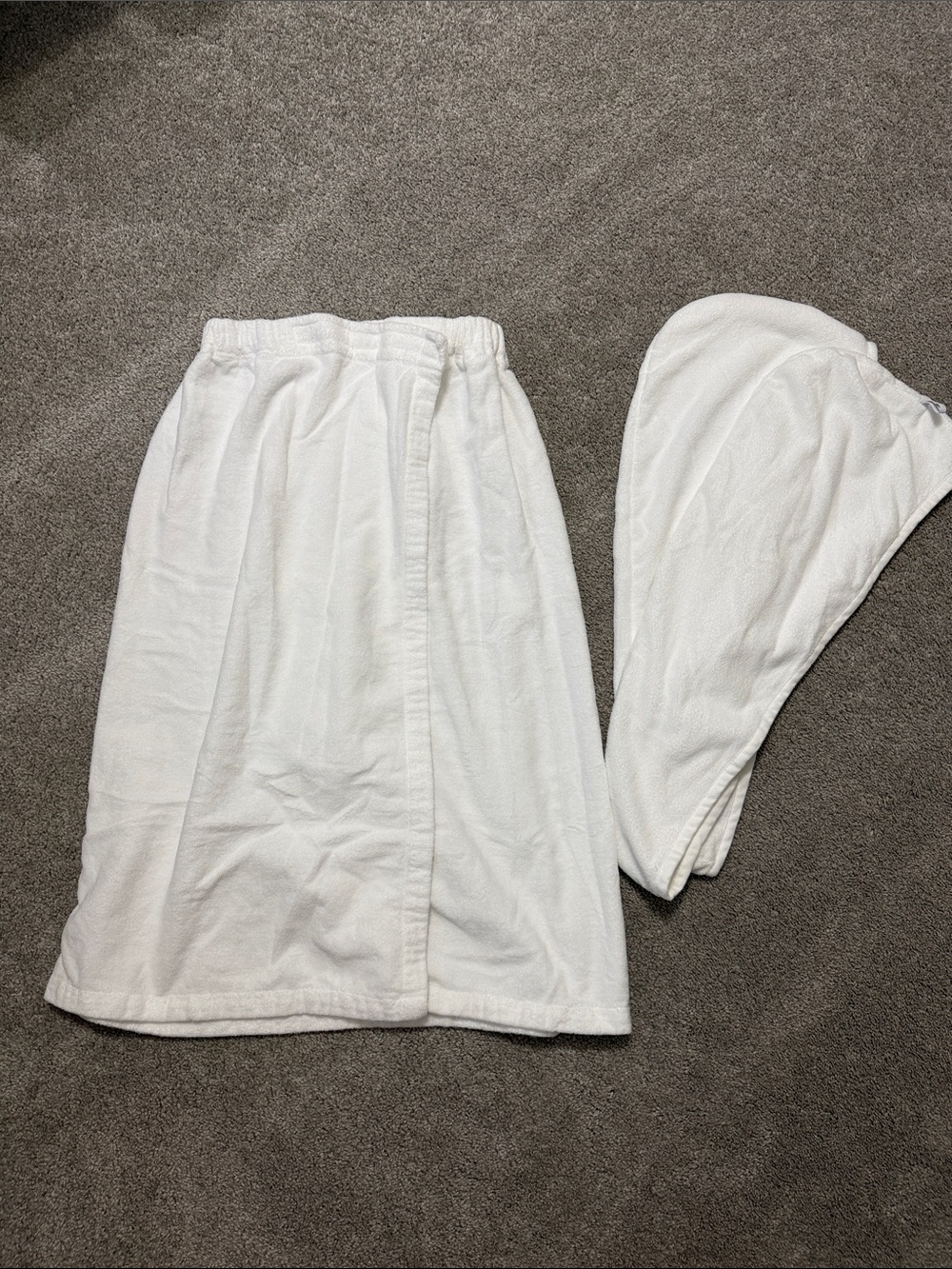 White Cotton Terry Towel Spa Wrap with Two Hair Wrap Towels